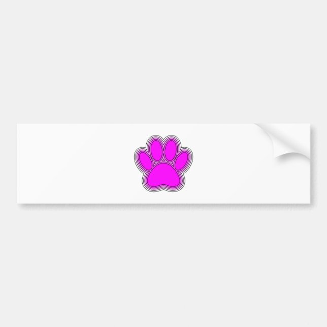 Autocollant De Voiture Chien Paw En Rose Avec Des Contours (Devant)
