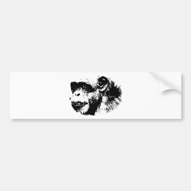 Autocollant De Voiture Chimpanzé noir et blanc (Devant)