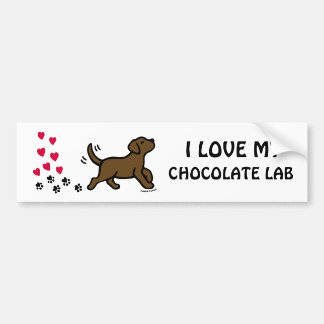Autocollant De Voiture Chocolat Labrador Heart Valentine Sticker (Devant)