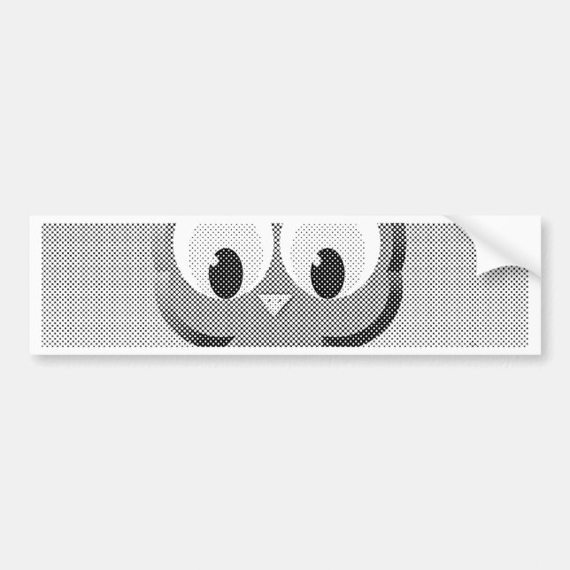 Autocollant De Voiture Chouette À Papier En Noir Et Blanc (Devant)