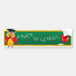 Autocollant De Voiture Chouette d'enseignement mignonne et pomme Retour à