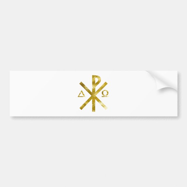 Autocollant De Voiture Chrisme alpha Oméga Or-2 (Devant)