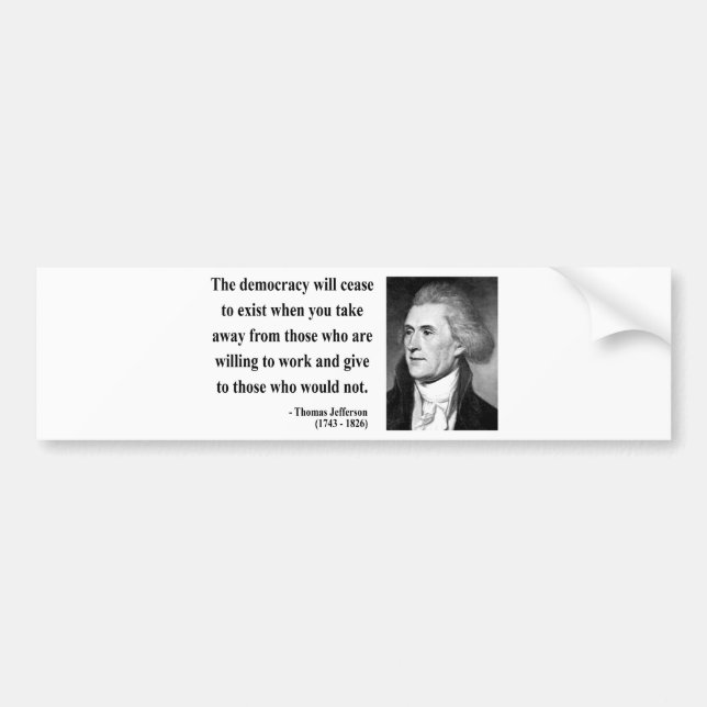 Autocollant De Voiture Citation 3b de Thomas Jefferson (Devant)
