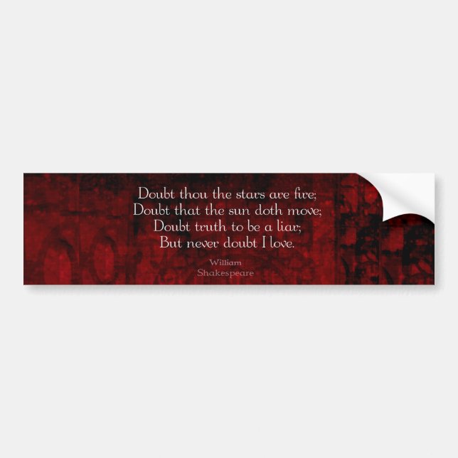 Autocollant De Voiture Citation d'amour célèbre William Shakespeare (Devant)