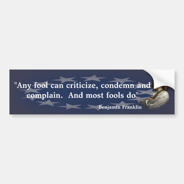 Autocollant De Voiture Citation de Benjamin Franklin sur les imbéciles (Devant)