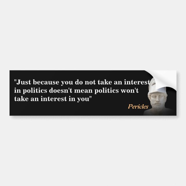 Autocollant De Voiture Citation De Pericles Sur La Politique (Devant)
