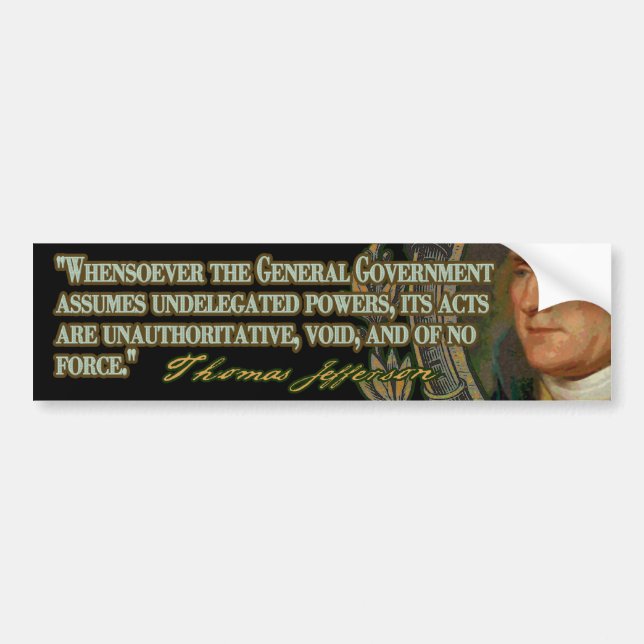 Autocollant De Voiture Citation de Thomas Jefferson sur des puissances (Devant)