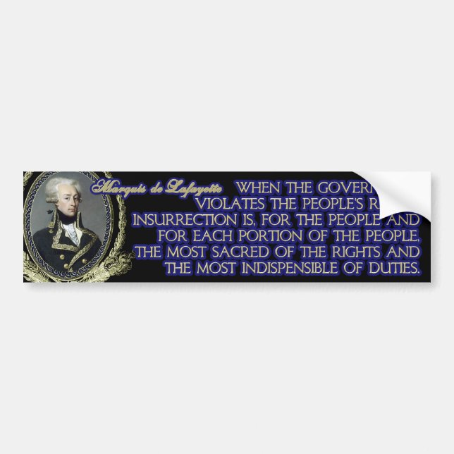 Autocollant De Voiture Citation du marquis De Lafayette sur (Devant)