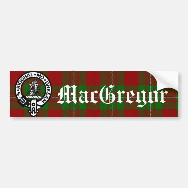 Autocollant De Voiture Clan MacGregor Crest Badge et Tartan (Devant)