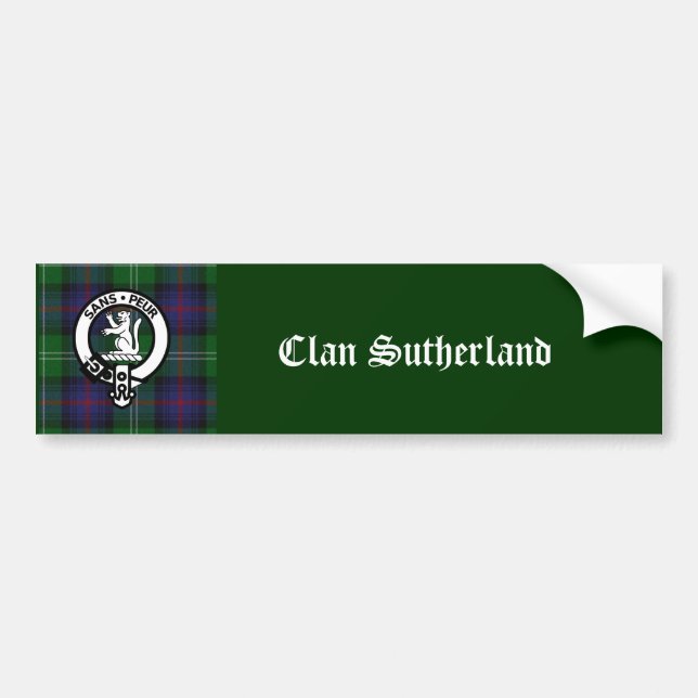 Autocollant De Voiture Clan Sutherland Crest & Tartan (Devant)