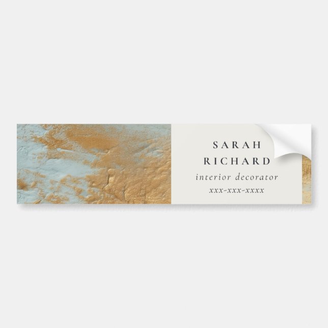 Autocollant De Voiture Classy Artisan Aqua Gold Oil Paint Business (Devant)