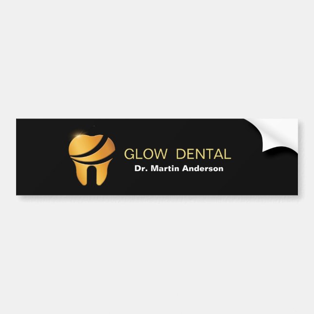 Autocollant De Voiture Clinique dentaire professionnelle Gold Tooth Logo (Devant)