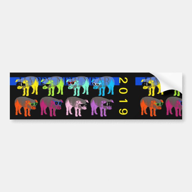 Autocollant De Voiture Cochon Chinois Nouvel An 2019 Pop Bumper Sticker (Devant)