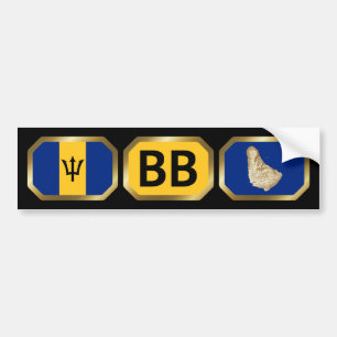 Autocollant De Voiture Code de la carte du drapeau de la Barbade