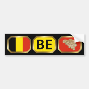 Autocollant De Voiture Code de la carte du drapeau de la Belgique Bumper 