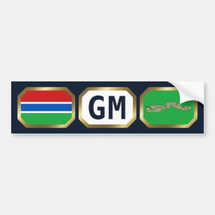 Autocollant De Voiture Code de la carte du drapeau de la Gambie
