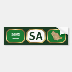 Autocollant De Voiture Code de la carte du drapeau de l'Arabie Saoudite