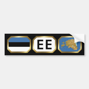 Autocollant De Voiture Code de la carte du drapeau de l'Estonie Bumper St