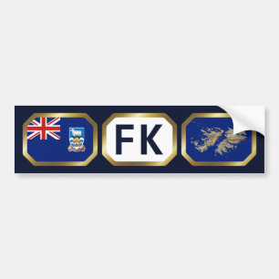 Autocollant De Voiture Code de la carte du drapeau des îles Falkland