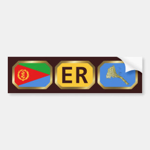 Autocollant De Voiture Code de la carte du drapeau érythréen