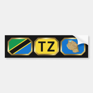 Autocollant De Voiture Code de la carte du drapeau tanzanien