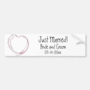 Autocollant De Voiture Coeur Abstrait rose Juste Marié Mariage