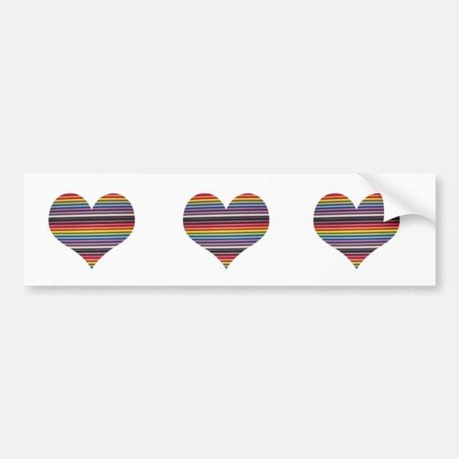 Autocollant De Voiture Coeur de câble de ruban arc-en-ciel (Devant)