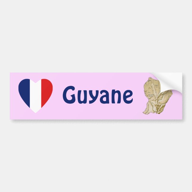 Autocollant De Voiture Coeur de drapeau de Guyane + Adhésif pour (Devant)