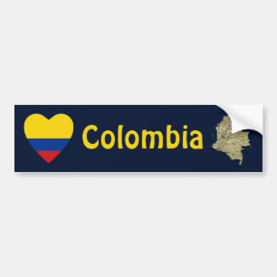 Autocollant De Voiture Coeur de drapeau de la Colombie + Adhésif pour