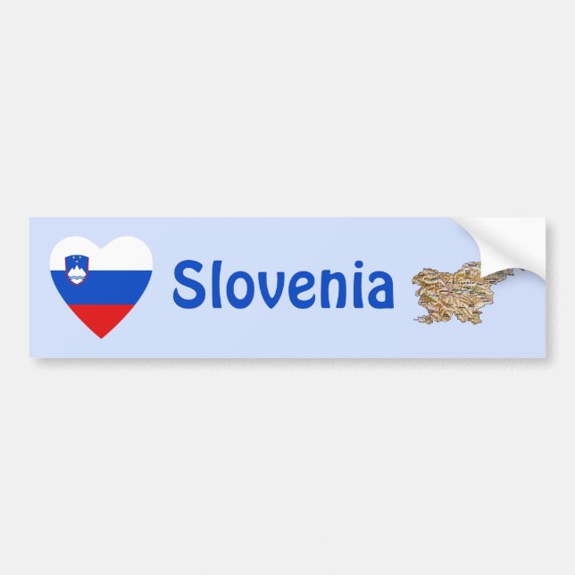 Autocollant De Voiture Coeur de drapeau de la Slovénie + Adhésif pour (Devant)