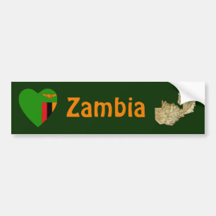 Autocollant De Voiture Coeur de drapeau de la Zambie + Adhésif pour