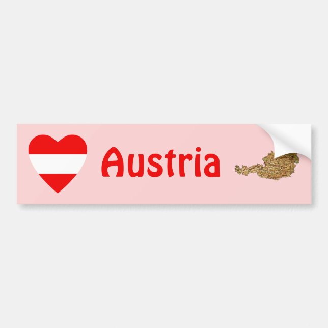 Autocollant De Voiture Coeur de drapeau de l'Autriche + Adhésif pour (Devant)