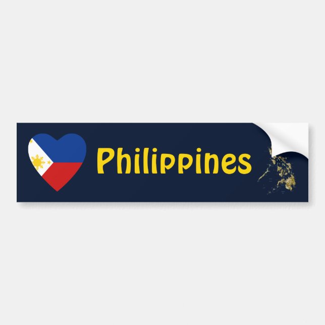 Autocollant De Voiture Coeur de drapeau de Philippines + Adhésif pour (Devant)