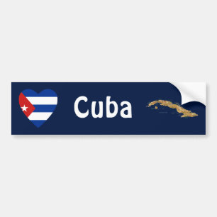 Autocollant De Voiture Coeur de drapeau du Cuba + Adhésif pour pare-choc