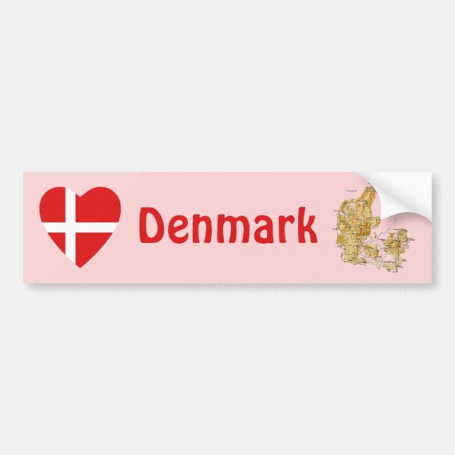 Autocollant De Voiture Coeur de drapeau du Danemark + Adhésif pour (Devant)
