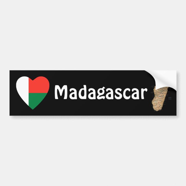 Autocollant De Voiture Coeur de drapeau du Madagascar + Adhésif pour (Devant)