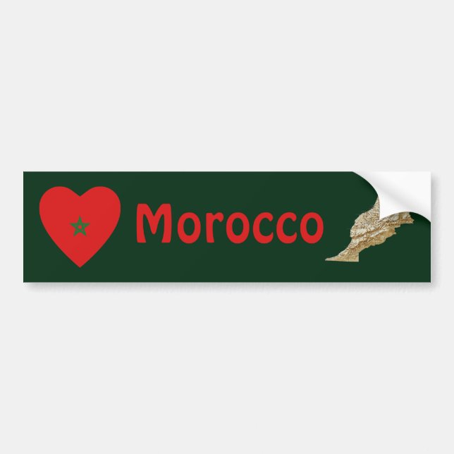 Autocollant De Voiture Coeur de drapeau du Maroc + Adhésif pour (Devant)