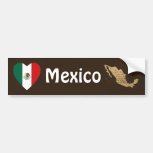 Autocollant De Voiture Coeur de drapeau du Mexique + Adhésif pour