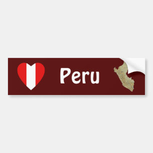 Autocollant De Voiture Coeur de drapeau du Pérou + Adhésif pour