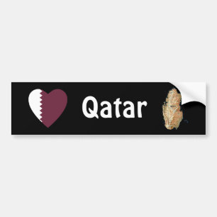 Autocollant De Voiture Coeur de drapeau du Qatar + Adhésif pour