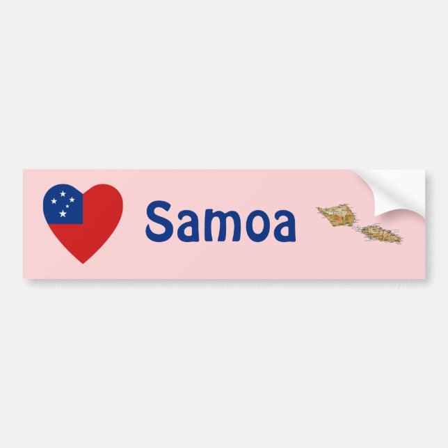 Autocollant De Voiture Coeur de drapeau du Samoa + Adhésif pour (Devant)