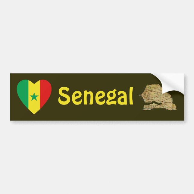 Autocollant De Voiture Coeur de drapeau du Sénégal + Adhésif pour (Devant)