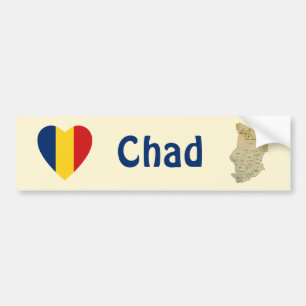Autocollant De Voiture Coeur de drapeau du Tchad + Adhésif pour