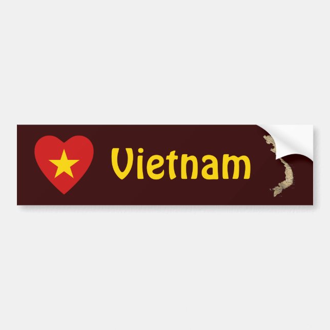 Autocollant De Voiture Coeur de drapeau du Vietnam + Adhésif pour (Devant)