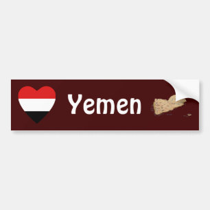 Autocollant De Voiture Coeur de drapeau du Yémen + Adhésif pour