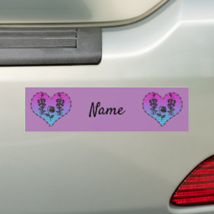 Autocollant De Voiture Coeur de fil barbu Roses noirs sauvages Thunder_Co