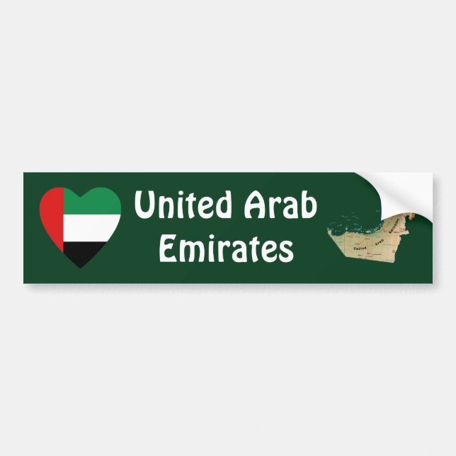 Autocollant De Voiture Coeur du drapeau des EAU + Sticker du pare-chocs (Devant)