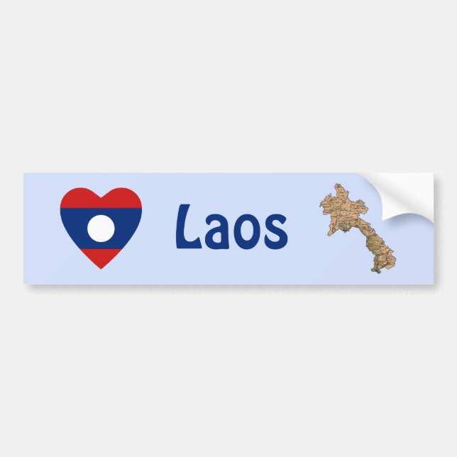 Autocollant De Voiture Coeur du drapeau du Laos + Sticker du pare-chocs (Devant)