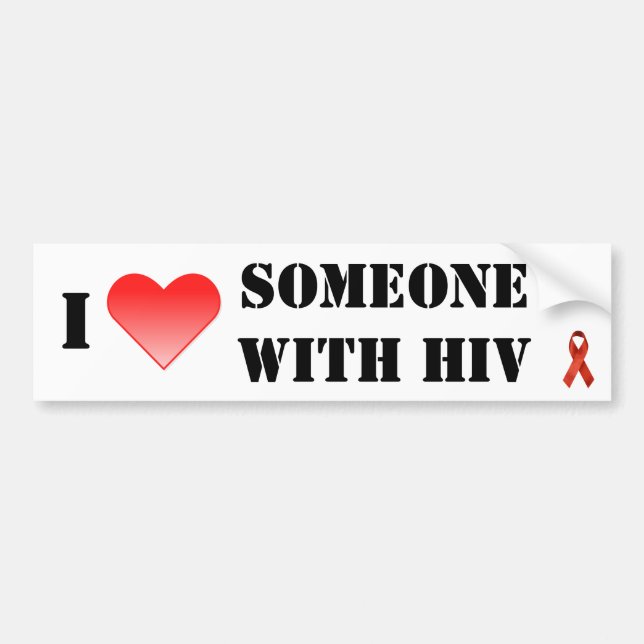 Autocollant De Voiture Coeur I quelqu'un avec HIV (Devant)
