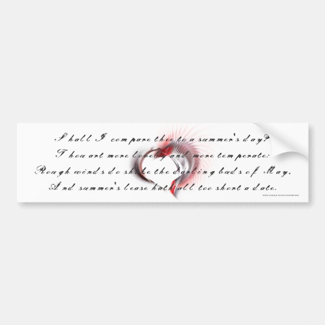 Autocollant De Voiture Coeur métallique avec sonnet de Shakespeare 18 (Devant)